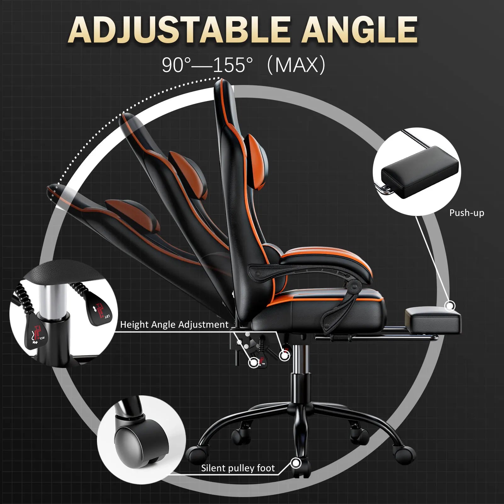 Ergonomic Video Game Chair with Footrest and Lumbar Support