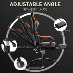 Ergonomic Video Game Chair with Footrest and Lumbar Support
