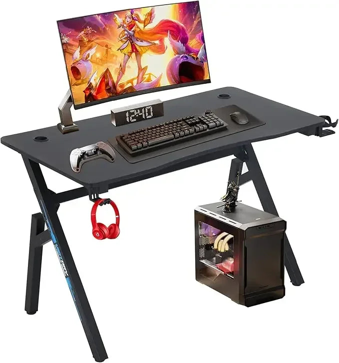 47 Inch Home Office Desk Extra Large Modern Ergonomic  PC Carbon Fiber Table Gamer Workstation with Cup Holder Headphone Hook