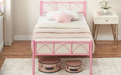 Platform Bed Frame with Headborad&Footboard,12.2 inches,No Box Spring Needed,Simple Assembly,Furniture(Pink,Twin)