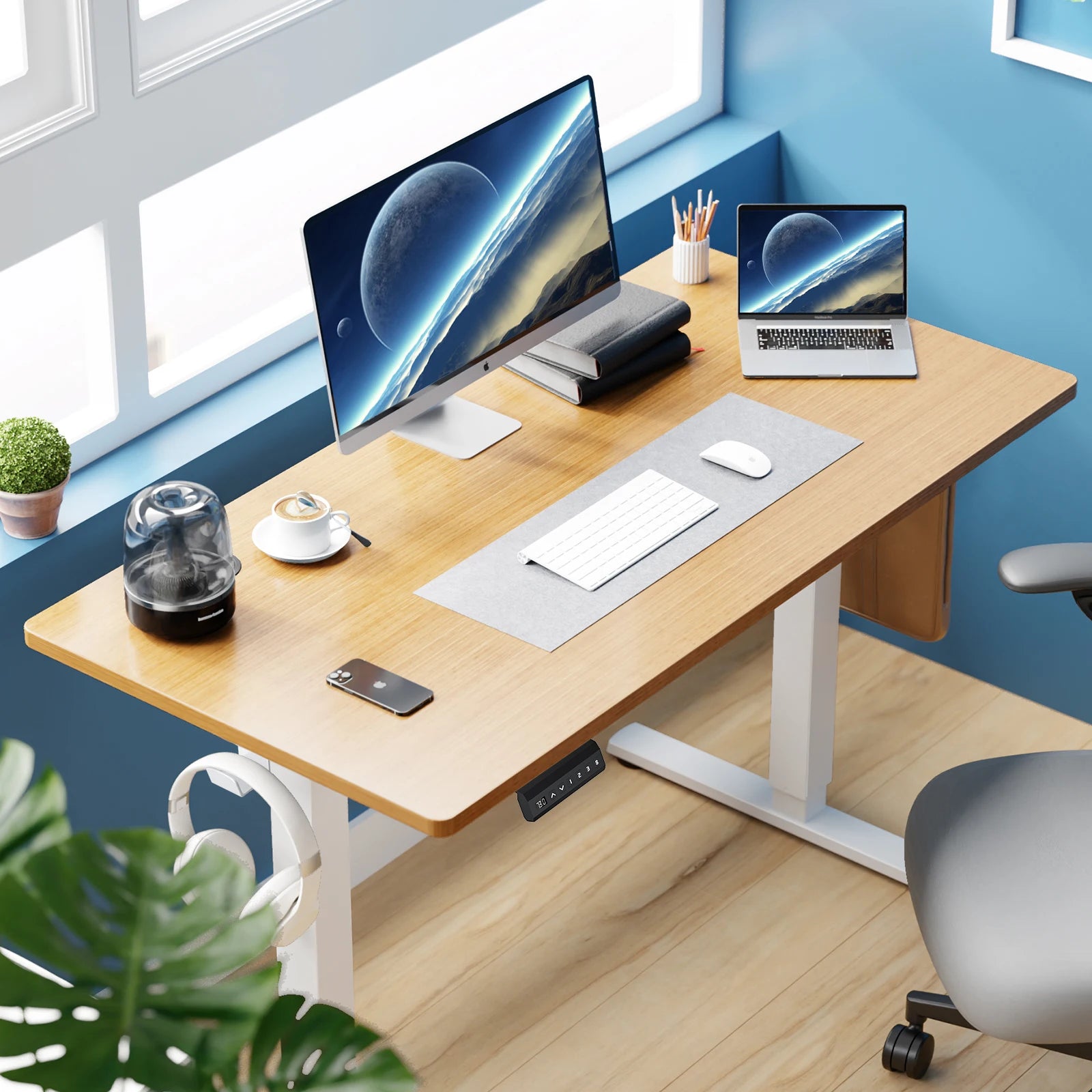 SmartHealth™ 40" x 24" Electric Standing Desk – Height Adjustable Sit-Stand Computer Workstation