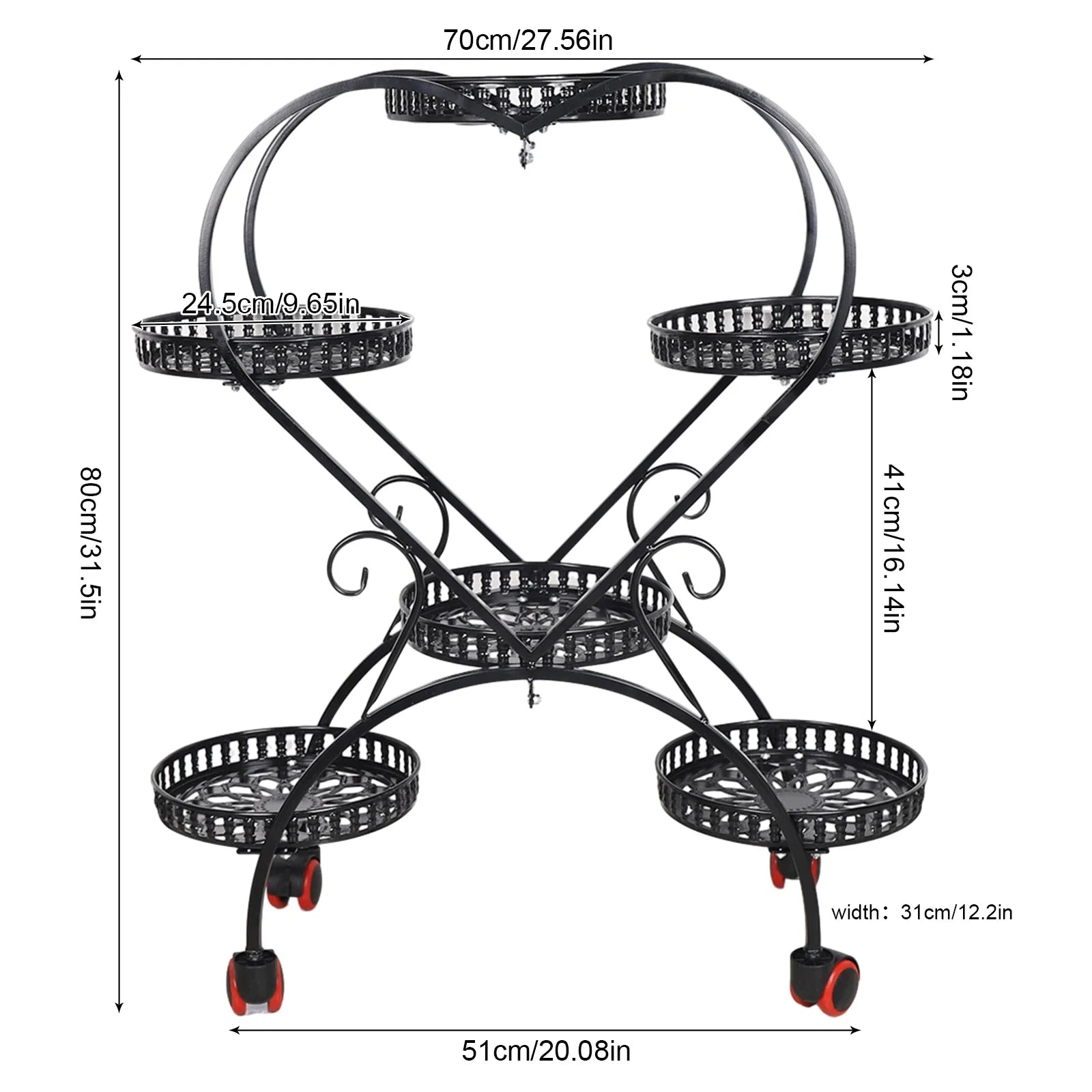 Smartspace™ 6-Tier Metal Plant Stand with Wheels – Rolling Plant Display Rack