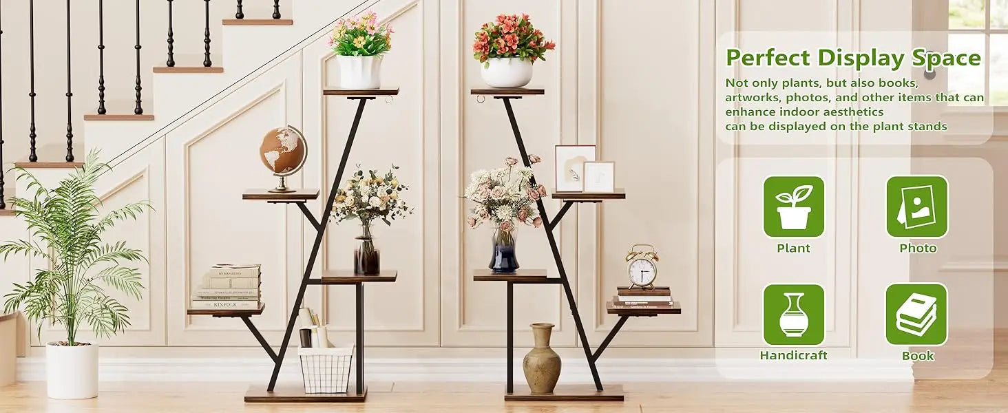 SmartSpace™ 5-Tier Corner Plant Stand with Grow Lights (2-Pack) – Indoor Vertical Plant Shelf