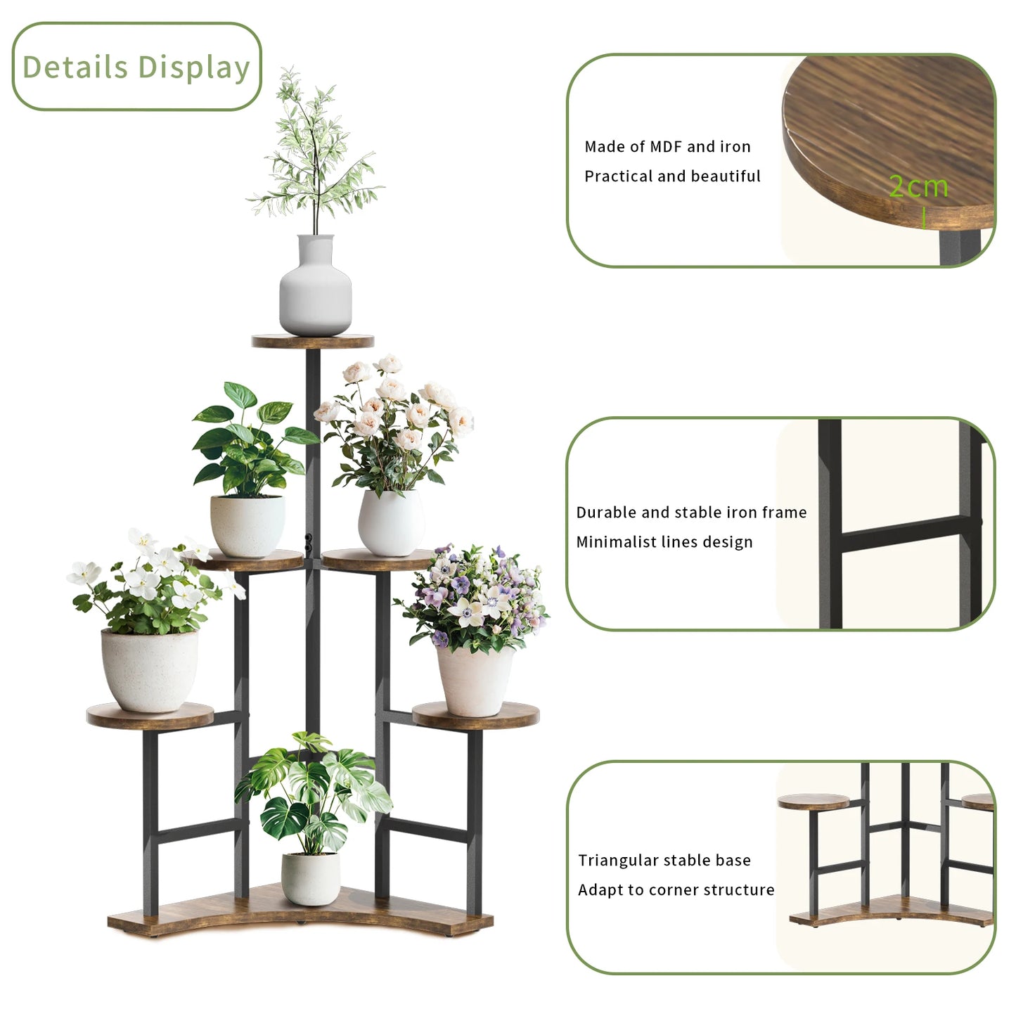 6 Tiered Corner Plant Display Rack for Living Room Balcony Garden