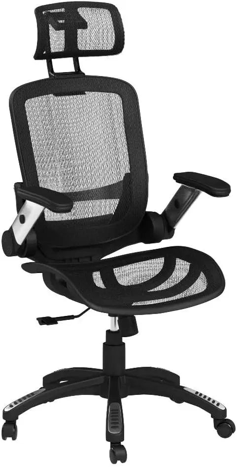 Ergonomic Office Chair with Headrest, Flip-Up Arms, 90-120° Tilt Lock and Wide Cushion