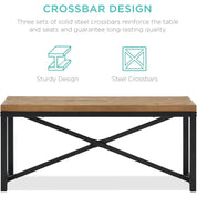 FurnishSpot SpaceSmart™ Dining Table Set with Benches – Industrial Modern Design