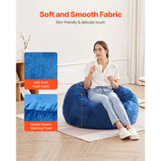SucceBuy Bean Bag Chair Round BeaBag Chair with Removable and Washable Cover 25D Memory Foam Filled Lazy Sofa for Bedroom
