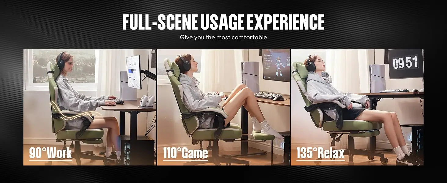 Dowinx Gaming Chair Fabric with Pocket Spring Cushion, High Back Ergonomic Computer Chair with Footrest for Adults