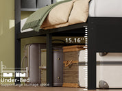 Full/Queen size bed frame with charging station, LED bed frame, headboard with frame, platform bed frame, soft cushion bed frame