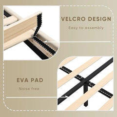 Upholstered Bed Frame w/Charging Station&2 Storage Drawers, Upholstered Headboard Platform Bed, No Box Spring Needed, Beds Frame