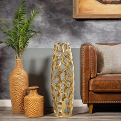 Handmade carved ceramic floor vases, exquisite containers for decorating tree branches and drying flowers