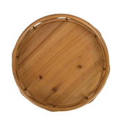 Rustic Rattan Plant Stand Round Weather Resistant Indoor Outdoor Display Holder Wooden Flower Pot Stand Home Garden Décor