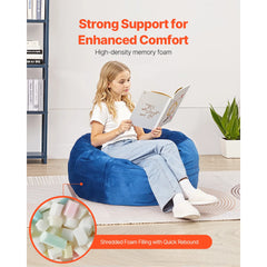 SucceBuy Bean Bag Chair Round BeaBag Chair with Removable and Washable Cover 25D Memory Foam Filled Lazy Sofa for Bedroom