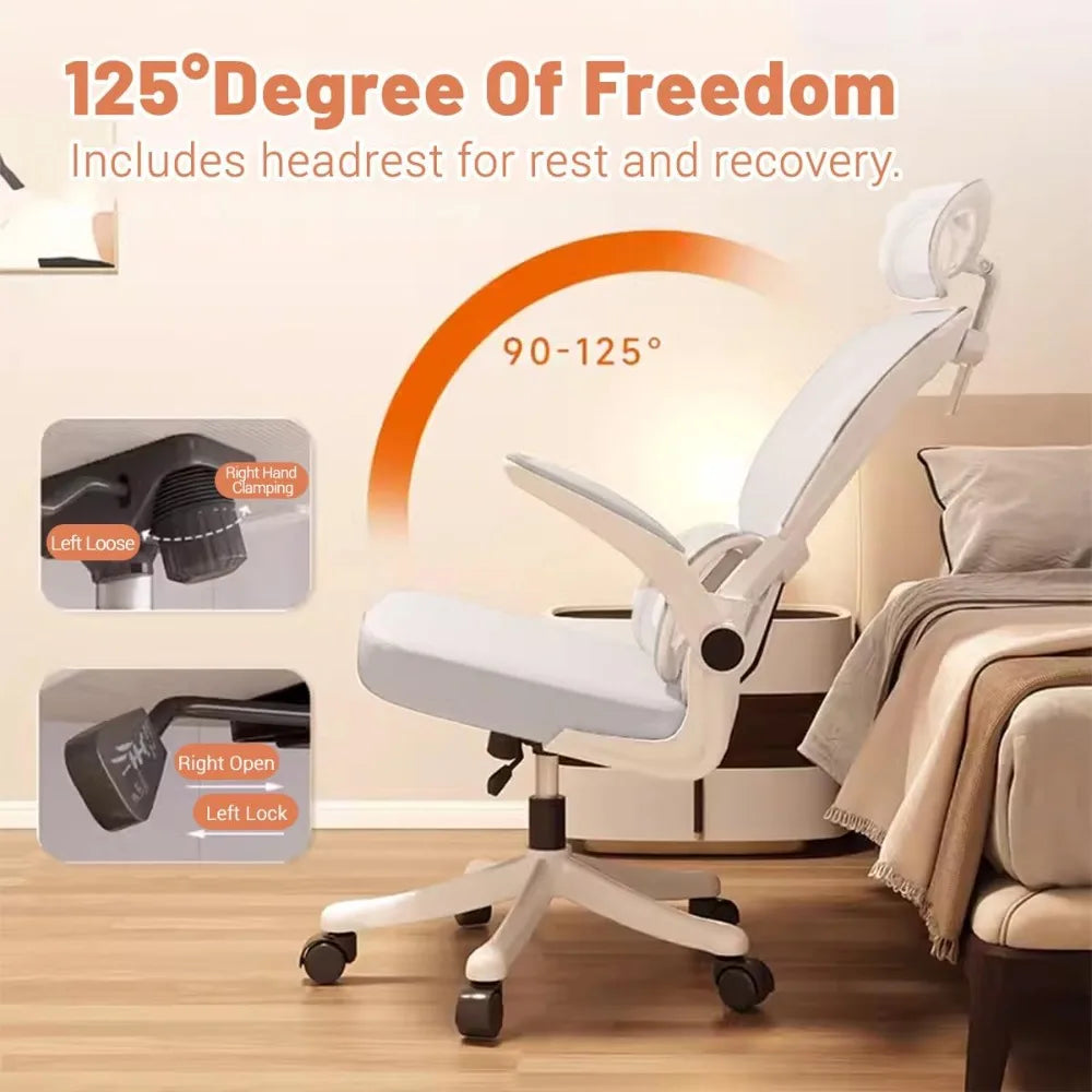 Ergonomic Office Chair Computer Desk Chairs with Flip-up Armrests and Lumbar Support, High Back Mesh Gaming Chairs Rolling Work