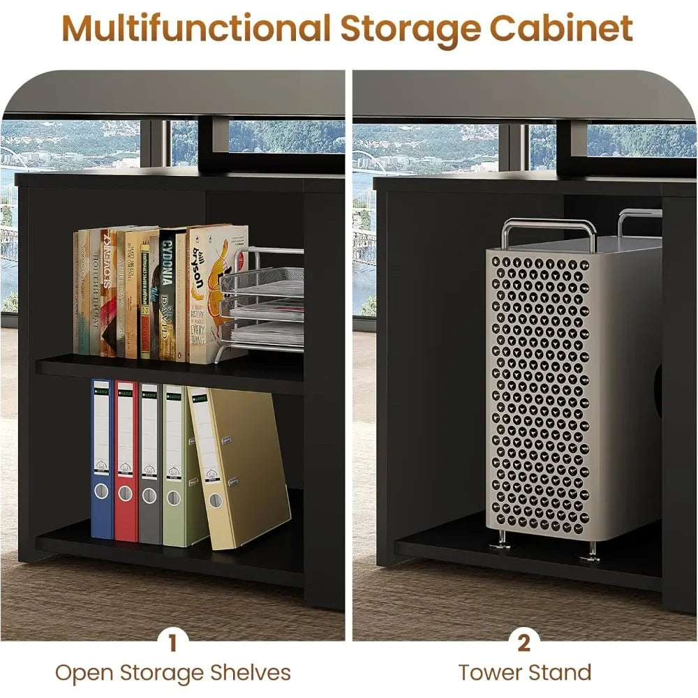 70.9" Executive Desk, Large Computer Desk with Drawers and Lateral File Cabinet, Office Desk with Removable Shelves,