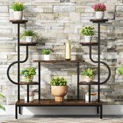 8-Tier Metal Plant Shelf for Multiple Plants, Round & Square Boards