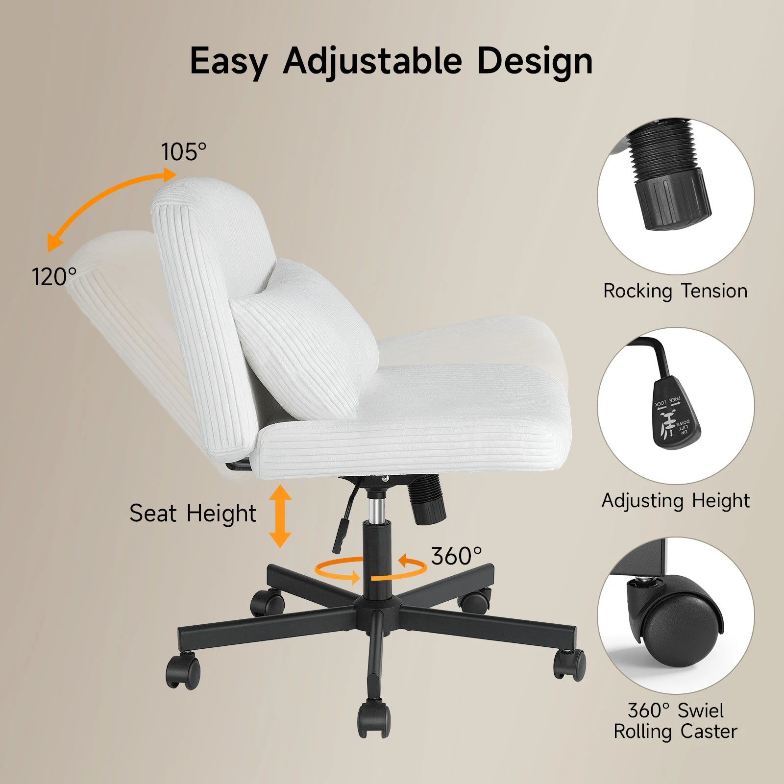 Cross Leg Office Chair w/ Double Layer Sponge Cushion