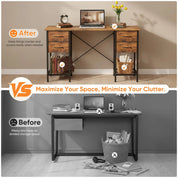 FurnishSpot® Modern Solid Wood Office Desk with Storage Cabinet – Home Office Computer Des