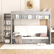 Full/Double Bunk Beds with Stairs, Built-in Small Shelf, and 3 Drawers