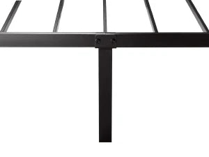 HOOMIC Metal Bed Frame, Upholstered Headboard with Square Stitched, Classic Button Tufted, Faux Leather, No Box Spring Needed