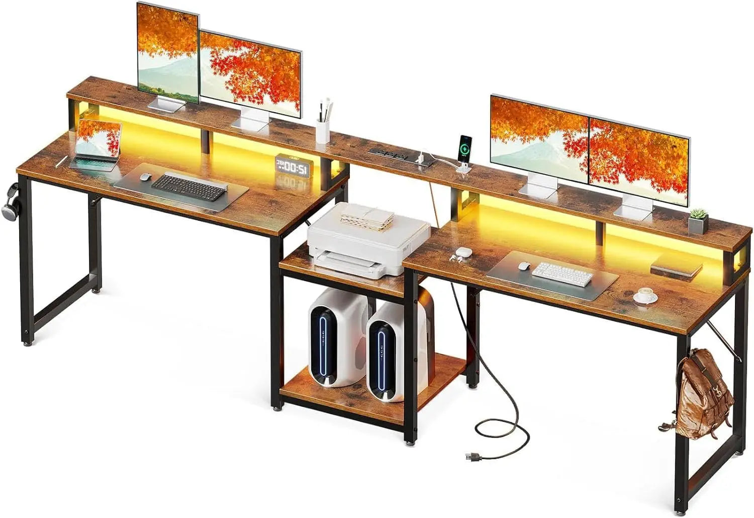 SpaceSmart Modern L-Shaped Computer Desk – Metal Frame Rectangular Corner Workstation for Home Office & Gaming