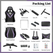 Gaming Chair with Massage and Led Lights Ergonomic Computer Gaming Chair with Footrest RGB Video Game Chair with High Back Lumb