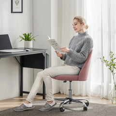 Armless Small Swivel Desk Office Chair with Backrest