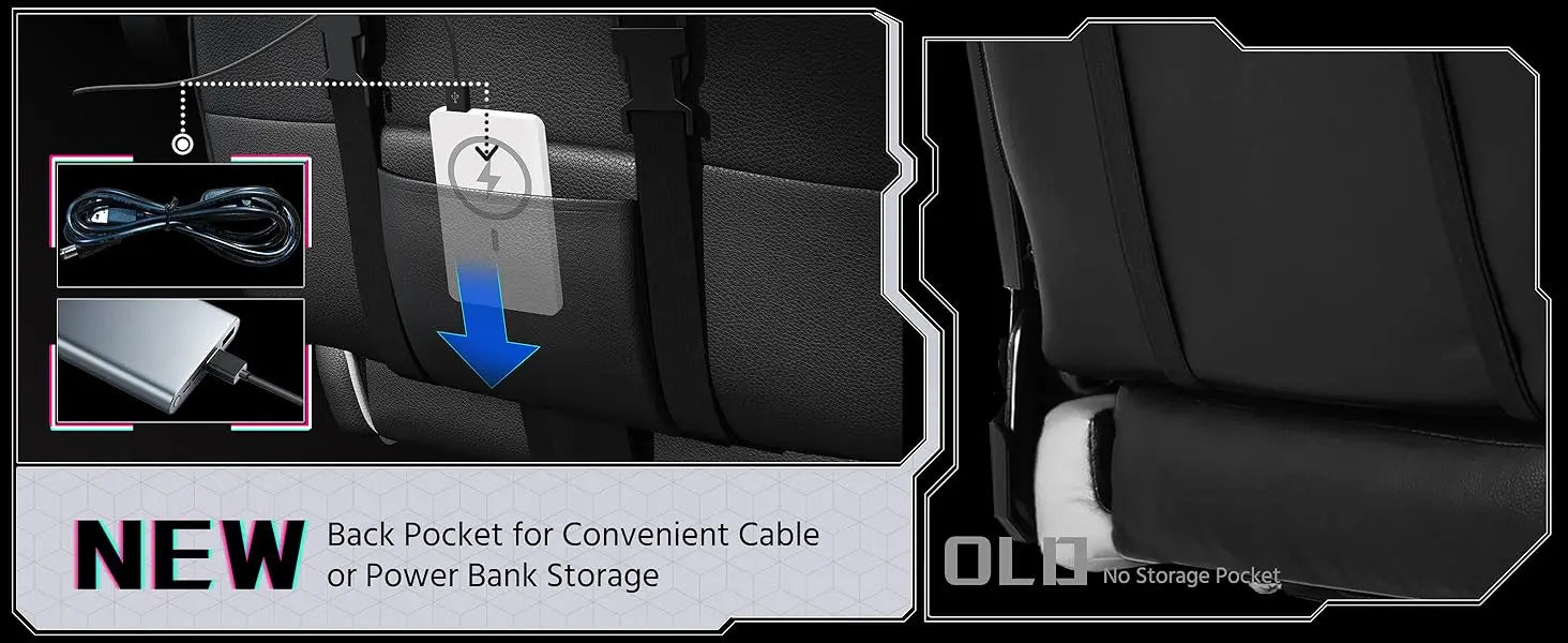 Gaming Chair w/ Massage Lumbar Support & Footrest