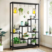 Indoor Plant Stand, 70.9 inches Large Metal Plant Shelf with 6PC S Hanging Hooks