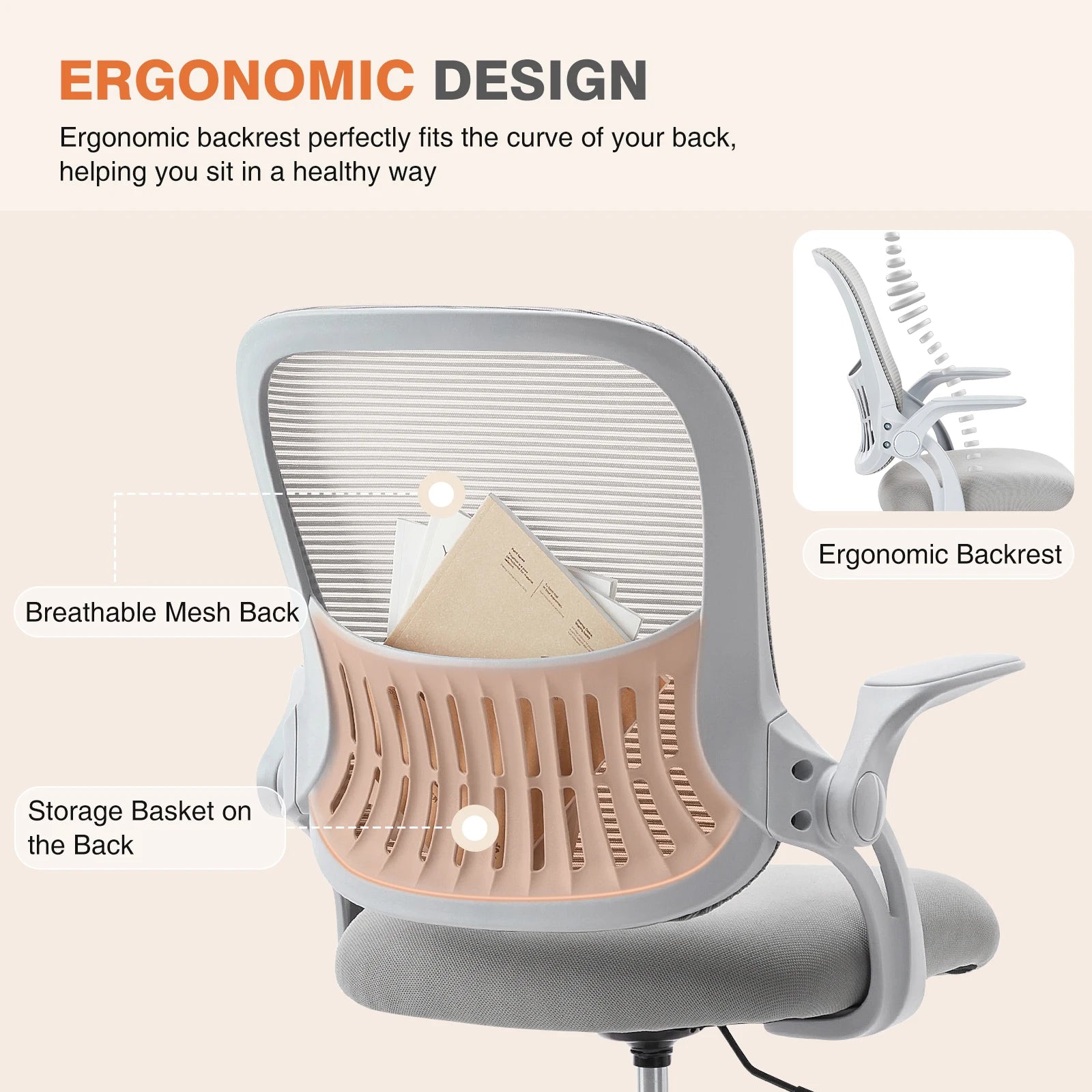 Ergonomic Mesh Backrest Office Desk Chair with Adjustable Height