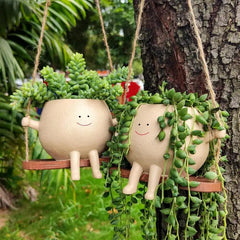 Lovely Swing Face Planter Pot - Charming Plant Hanger Baskets