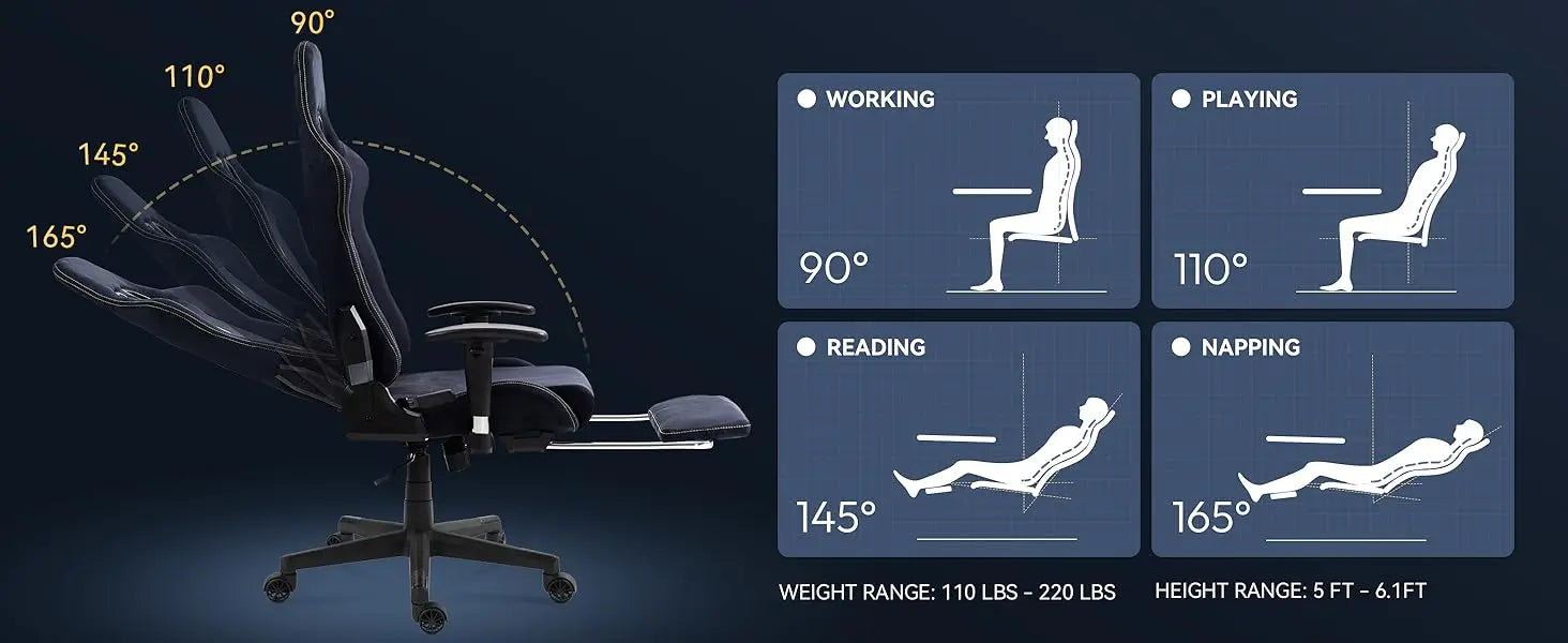 Gaming Chair with Massage Lumbar Support