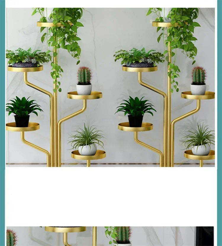 Eisen Indoor Balkon Blumenregale Wohnmöbel Bodentyp Blumentopf Ständer Wohnzimmer Mehrschichtiges Pflanzenregal S
