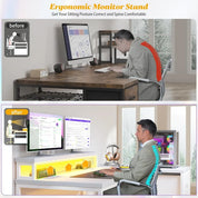 L Shaped Gaming Desk with LED & Power Outlet, 40Inch Computer Desk with Drawers Reversible Corner Desks with Monitor Stand for