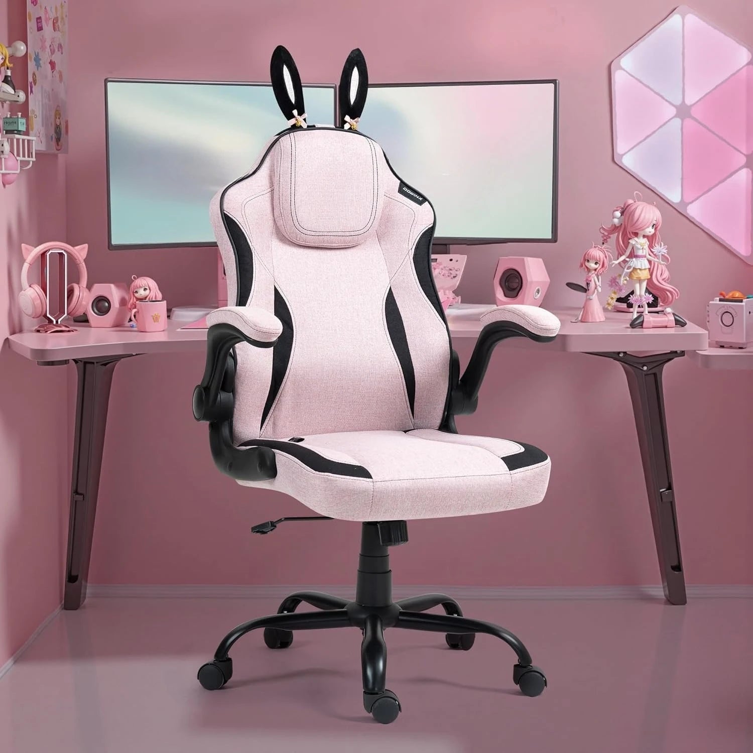 Ergonomic Gaming Chair with Removable Cute Bunny Ears