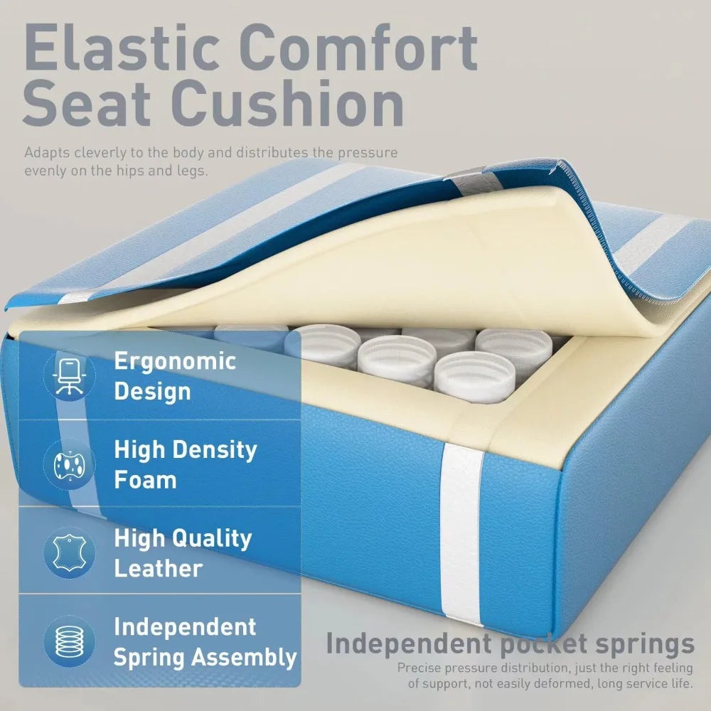 Ergonomic PU Leather Gaming Chair with 360° Swivel & Lumbar Massage