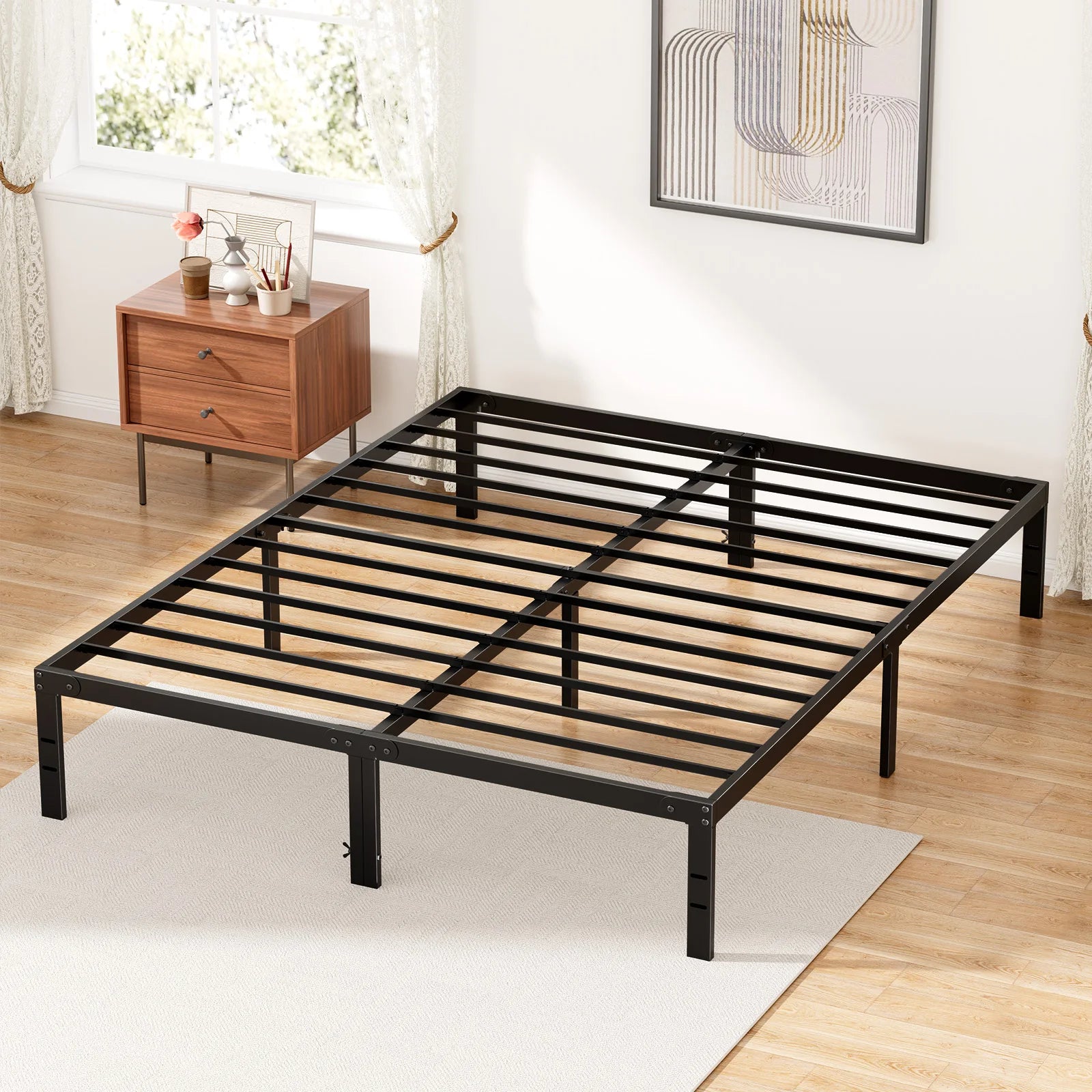Metal Platform Bedroom Frames with Storage Space