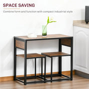 FurnishSpot® Antique Dining Table Set for 2 with Stools – Compact Kitchen & Breakfast Nook Set
