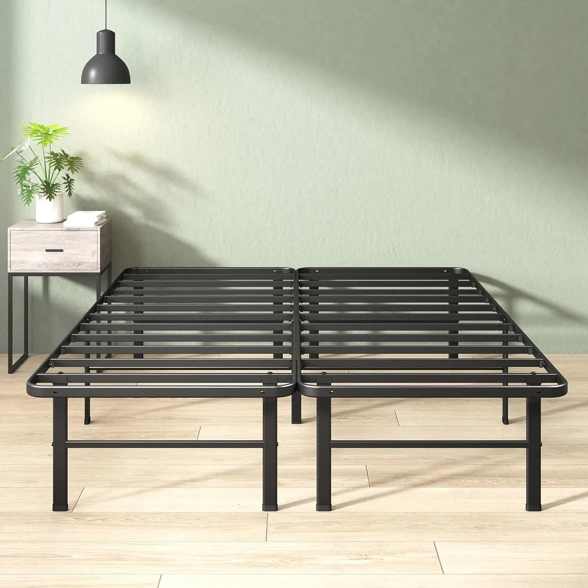 14in Queen Metal Bed Frame, Quick Assembly SmartBase® Mattress Foundation, Heavy Duty Sturdy Steel with No Box Spring Needed