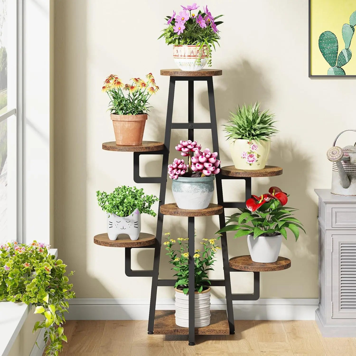 7 Tier Wooden Corner Plant Pots Holder