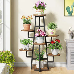 7 Tier Display Stand, Wooden Corner Plant Pots Holder  ,Tall Shelf Planter Organizer for Living Room Balcony Garden