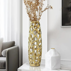 Handmade carved ceramic floor vases, exquisite containers for decorating tree branches and drying flowers