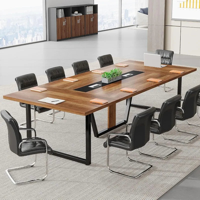 Tribesigns 8FT Conference Table, 94.49 L x 47.24 W x 29.53 H Inches Large Meeting Table/Podcast Table for 10 People