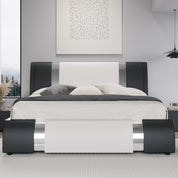 Modern Faux Leather Low Profile Platform Bed with Height-Adjustable Headboard