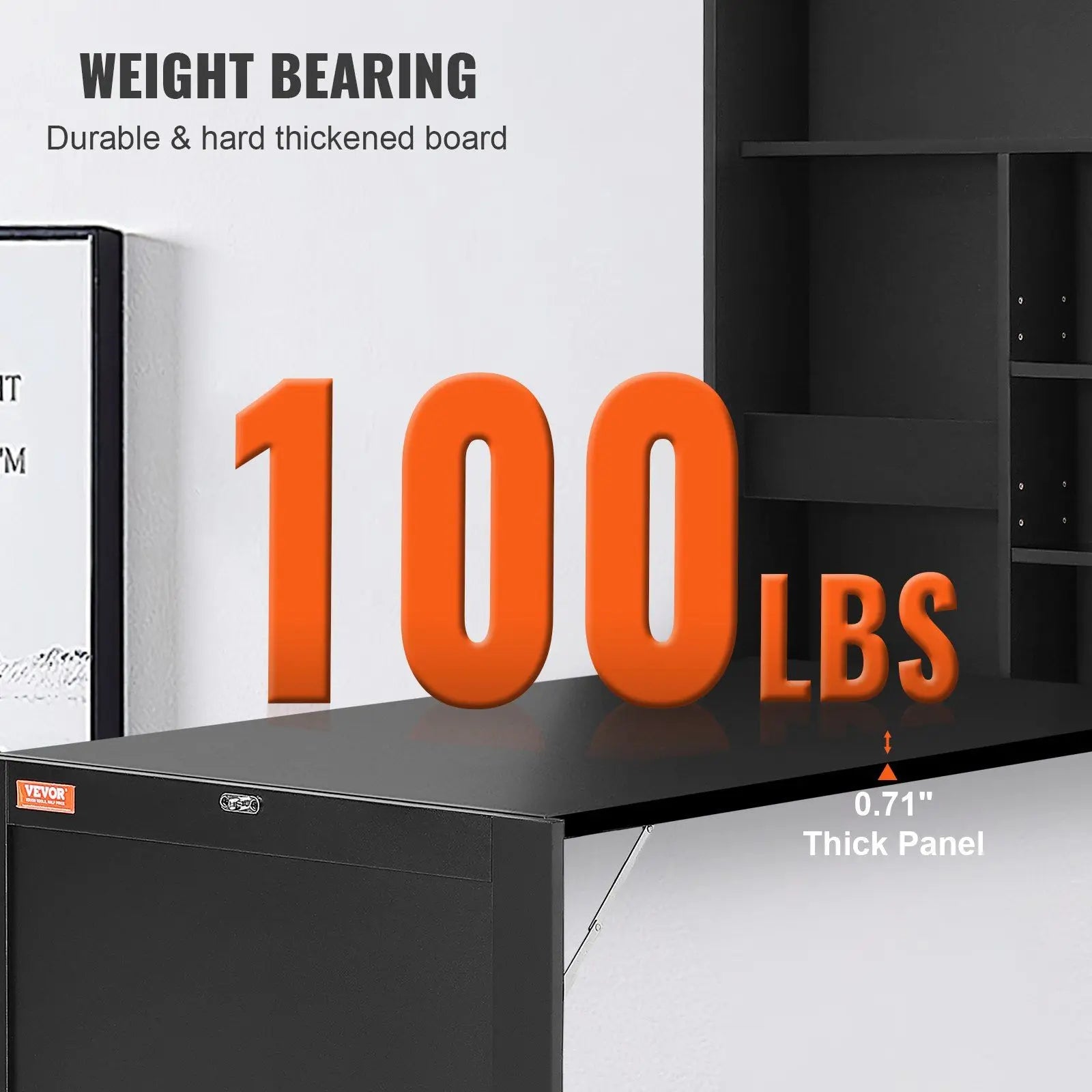 Space Saving Wall Mounted Folding Computer Desk with Storage