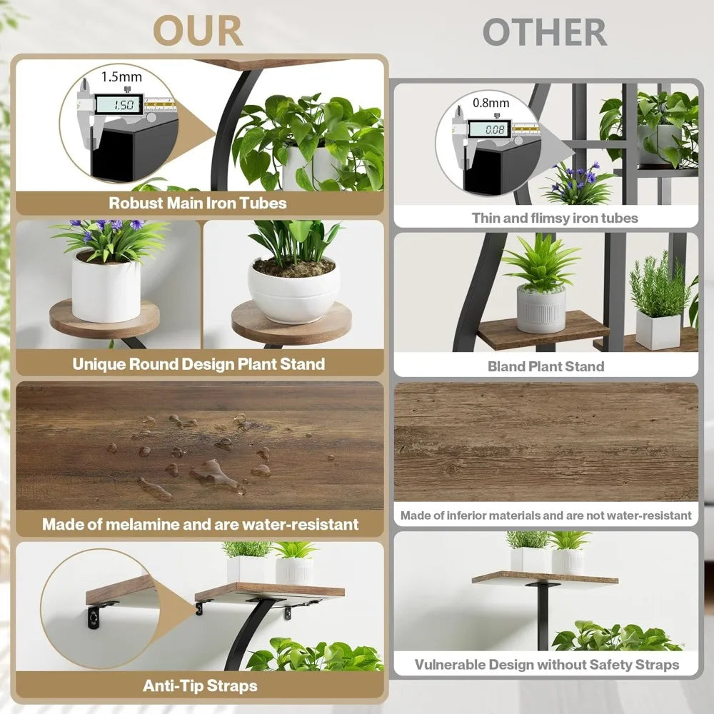 63 Inch 11-Tier Metal Plant Stand with LED Grow Lights, Tall Indoor Plant Shelf & Corner Flower Display Rack for 15-18 Pots of