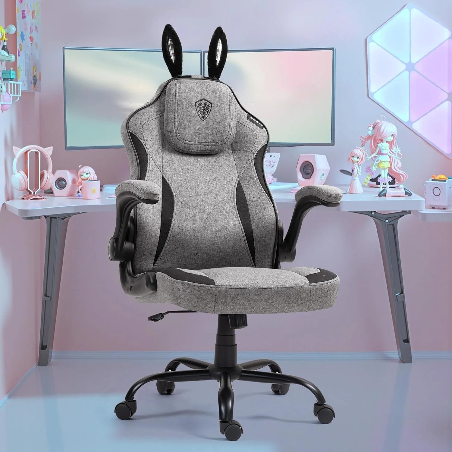 Ergonomic Gaming Chair with Removable Cute Bunny Ears