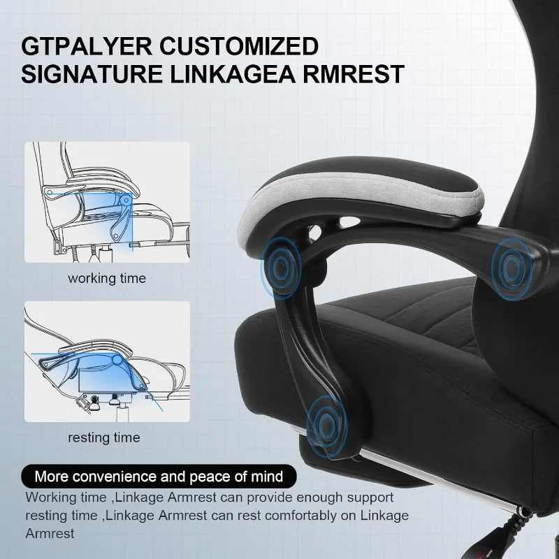 GTPLAYER Gaming Chair with Pocket Spring Cushion, Linkage Armrests and Footrest