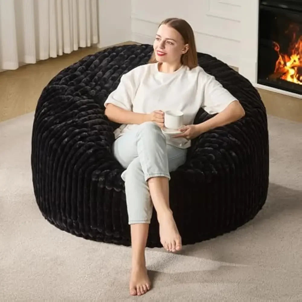 5ft Bean Bag Chairs, for Adults Large Beanbag Chair w/Stripe Plush Cover Big, bean bag Chair for Living Room Bedroom Dorm Office