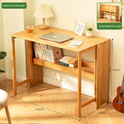 FurnishSpot Adjustable Folding Bamboo Computer Desk – Space Saving Walnut Laptop Table for Small Home Office